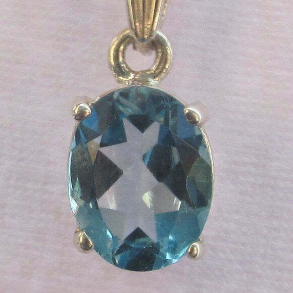 3 Carat Natural Blue Topaz Sterling silver Necklace - Picture 7 of 7